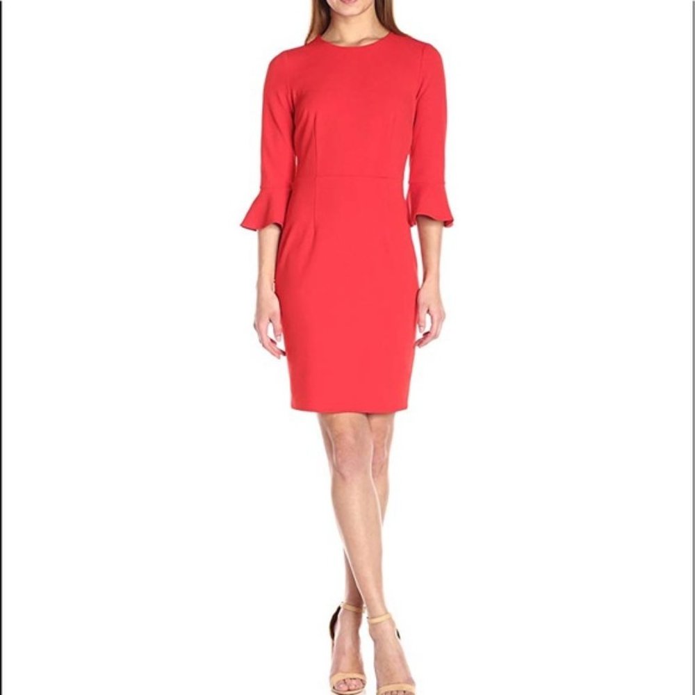 Donna Morgan 3/4 Elbow Flutter Sleeve Sheath Dress